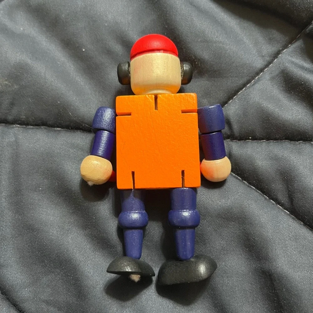 Turkish Airlines Wooden Ground Crew Airport Worker Action Figure Poseable Toy